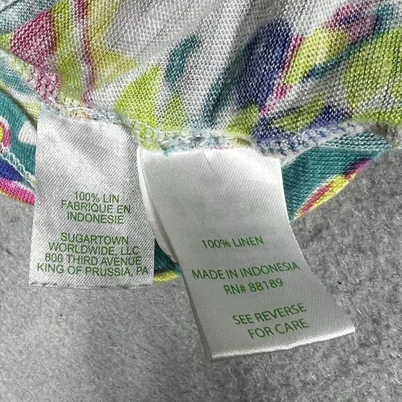 Lilly Pulitzer Shirt Womens Size XXS Blue, Green, Pink, Turquoise & White Linen - Picture 9 of 11